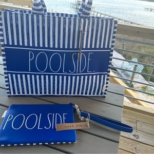 New with tags Rae Dunn Pool Tote and Wristlet. PERFECT for the beach or pool